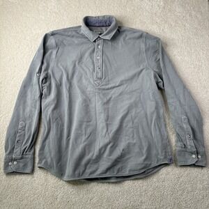 32 Bar Blues Long Sleeve Henley Polo Collar Shirt Men's Size XL Blue Preppy